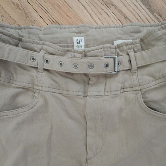 The Gap Paper Bag Waist High Rise Khaki Belted Women's 14/18 Comfy Casual Pants - Picture 6 of 9